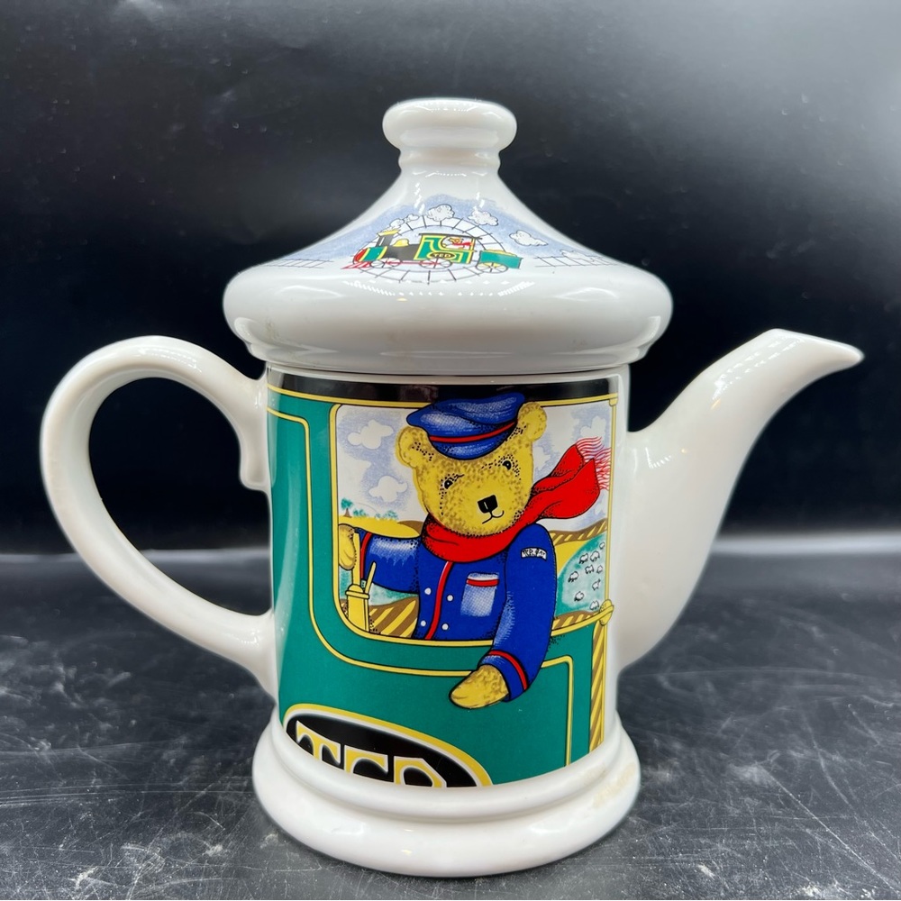 Wade Teapot.  “Locomotive Joe” Porcelain Made in England.  16 oz.